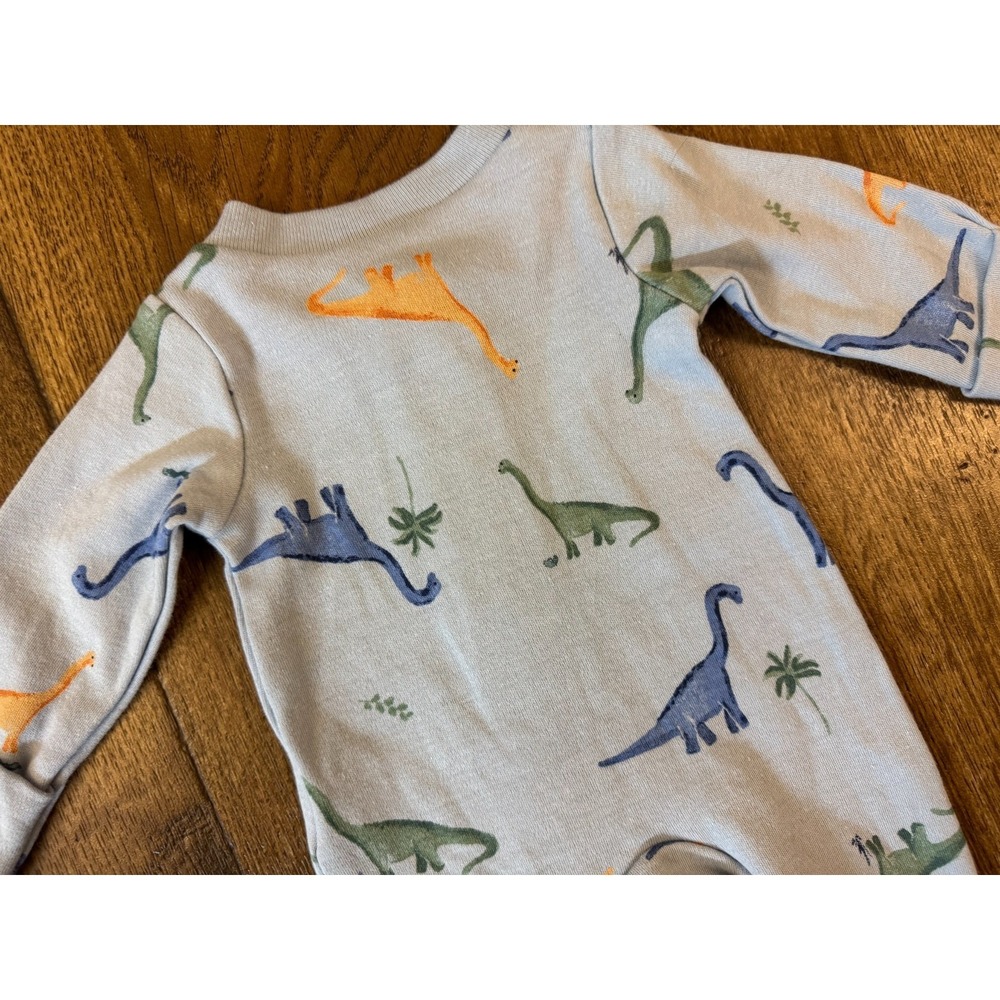 New Carters Baby Sleeper Boy Preemie Dinosaur 2 Way Zip Outfit Romper Dino Feet - Picture 8 of 13